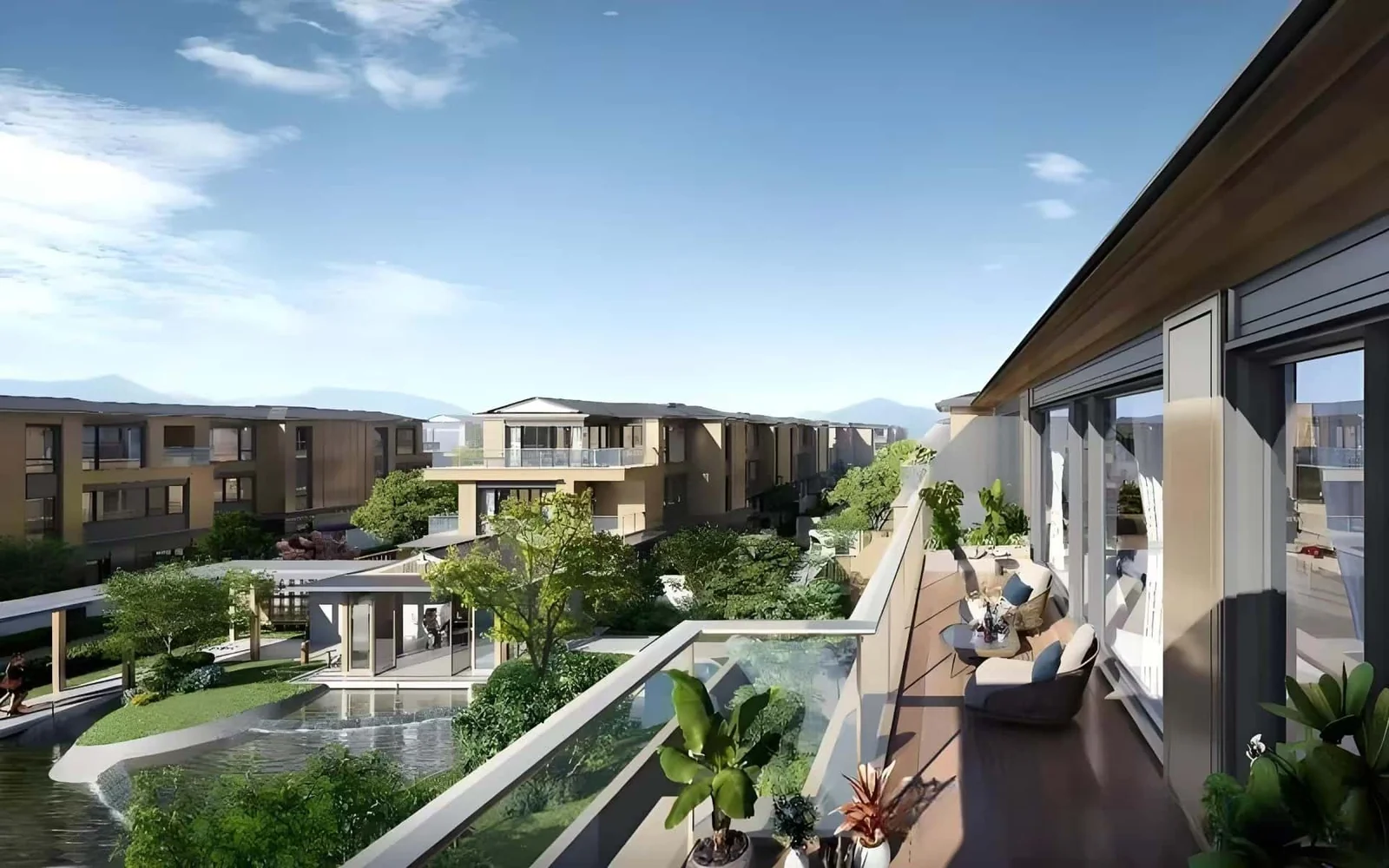 Residential balcony terrace with decking